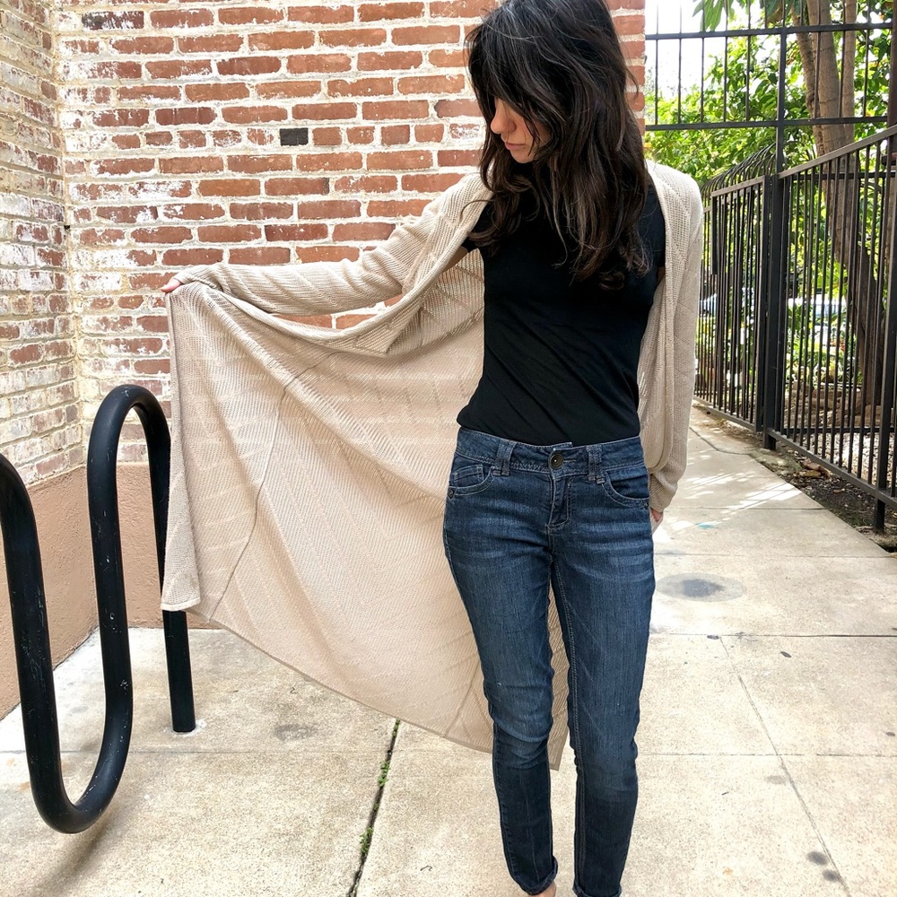 Forever 21 Off White/ Cream Long Cardigan